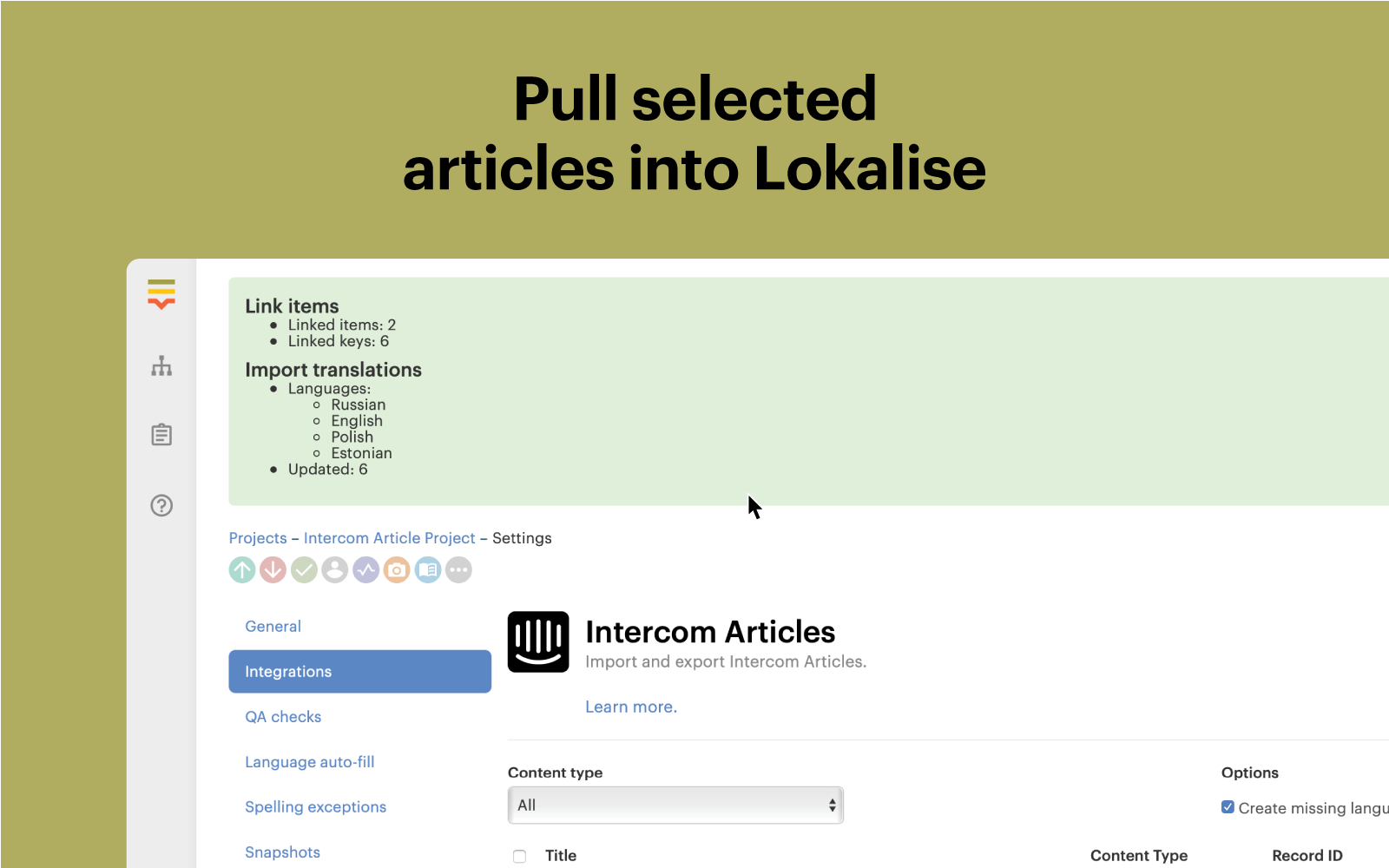 Lokalise for Articles | App Store | Intercom